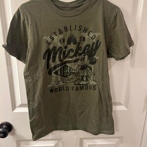Mickey Mouse Olive Green Graphic Tee Adult Small